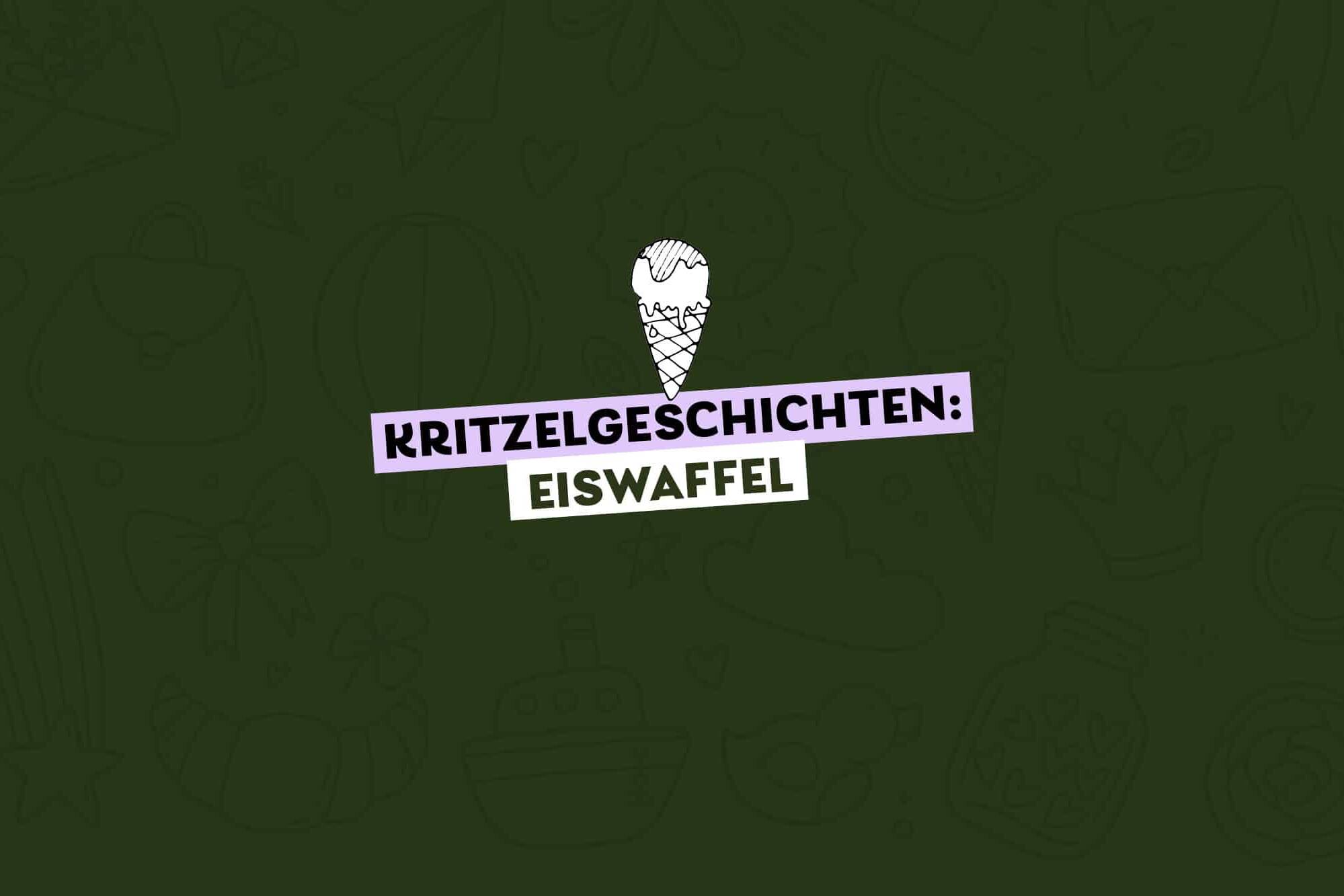 gezeichnete Eiswaffel, Text: Kritzelgeschichten Eiswaffel