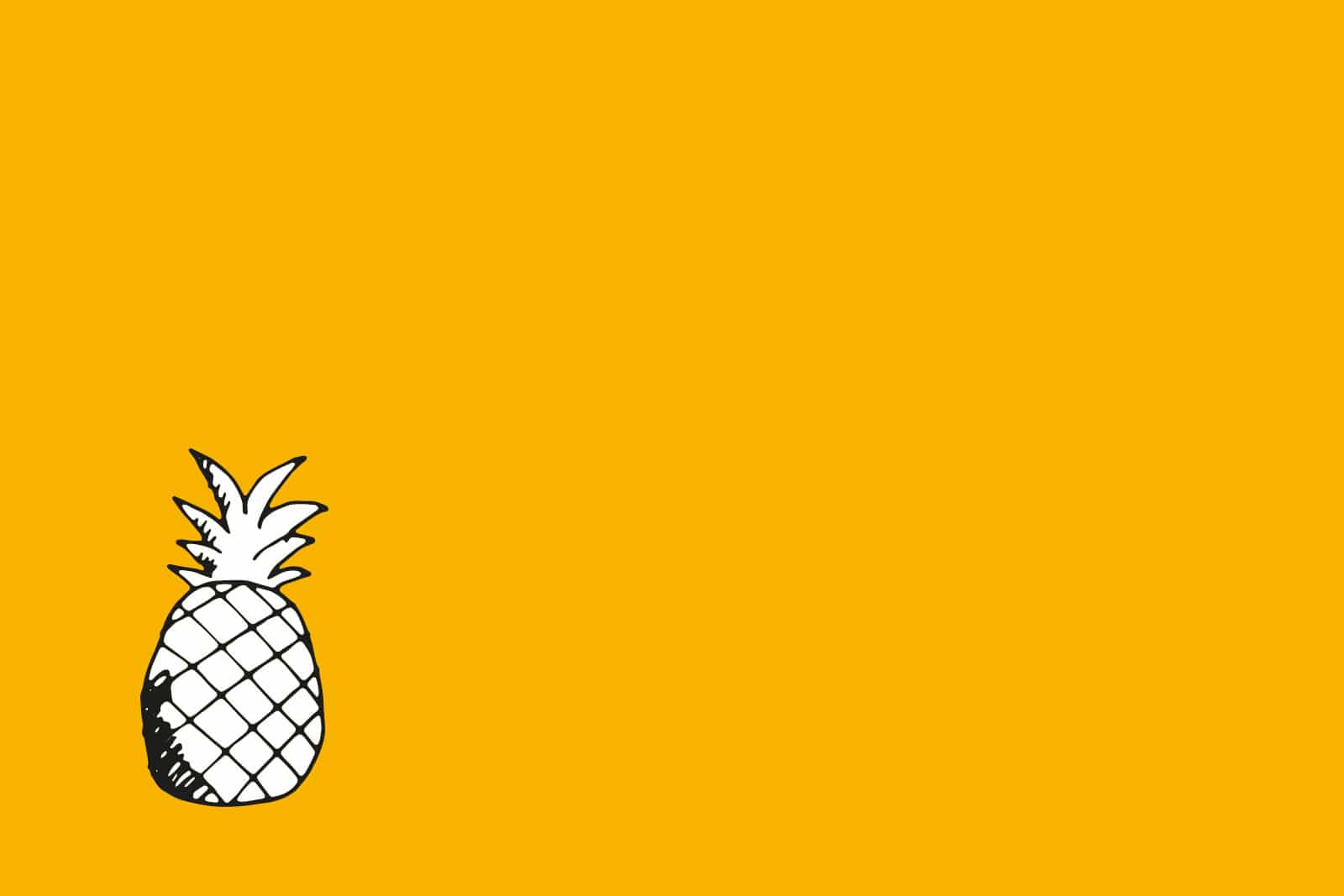illustrierte Ananas auf goldgelbem Hintergrund